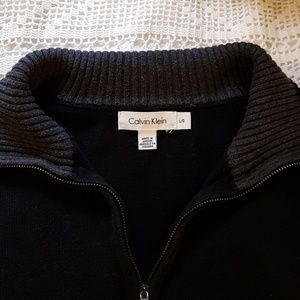 Men's Calvin Klein Quarter Zip Sweater Black - L